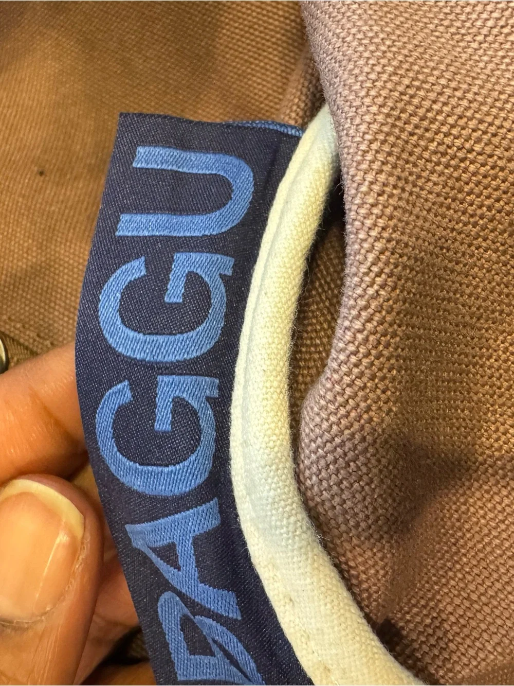BAGGU Brown Canvas Messenger Tote with Shoulder Strap